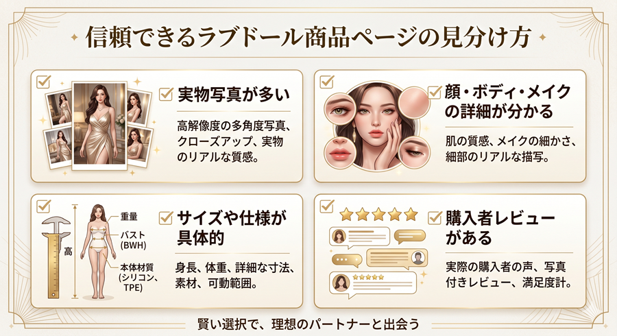 写真と実物の違いが少ないショップを選ぶ（ラブドール）