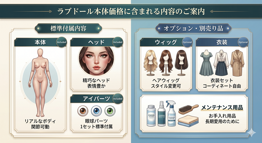 ラブドールの本体価格に含まれる内容を確認する
